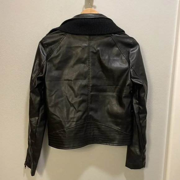 Anthropologie sweater moto faux leather jacket - Picture 4 of 8